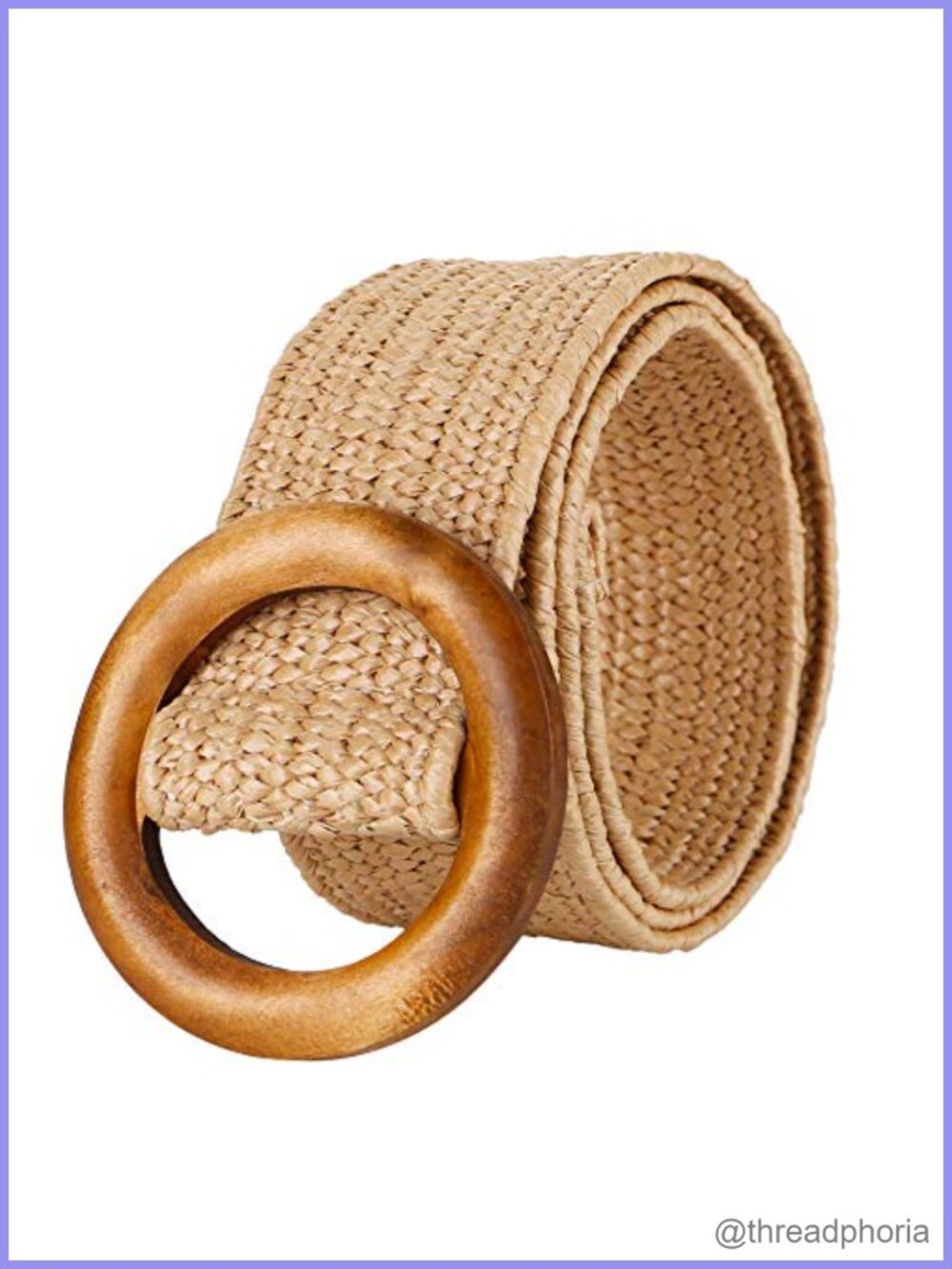 Woven Rattan Wide Stretch Straw Belt Wood Buckle Boho